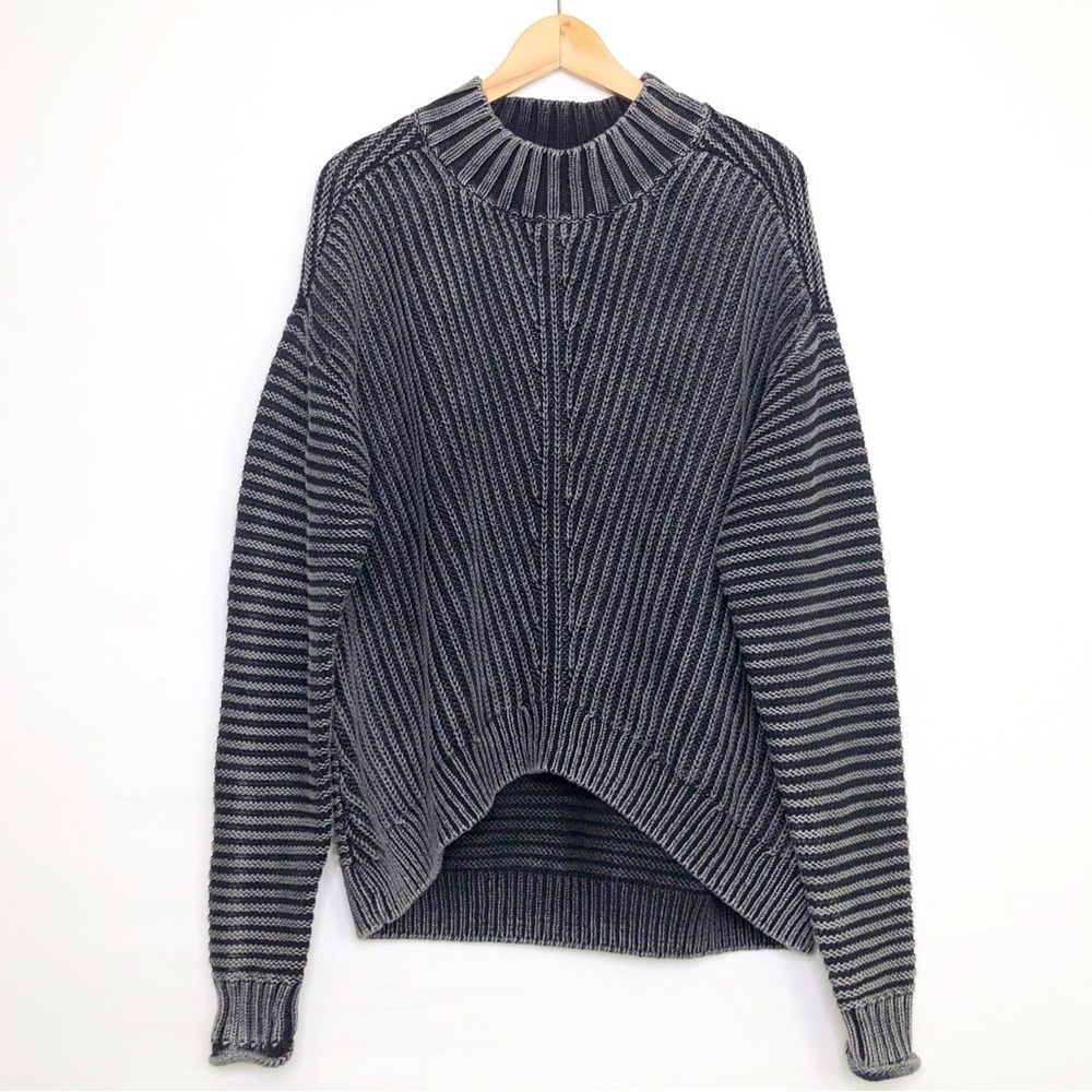 Lucky brand gray ribbed, chunky, mock neck sweater